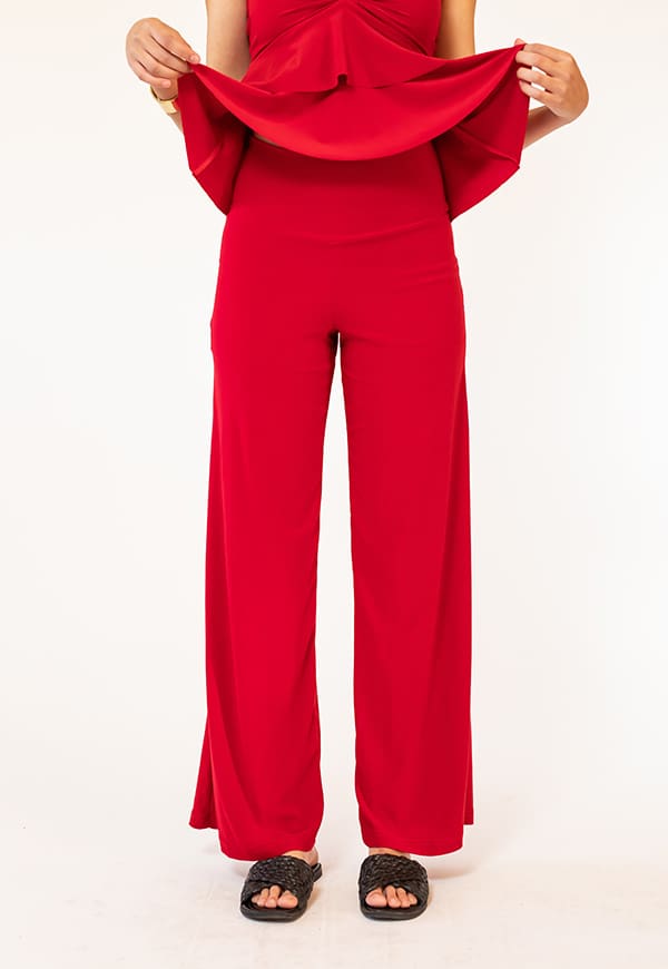 palazzo pantalón rojo con diseño chileno original – Natalia Seguel