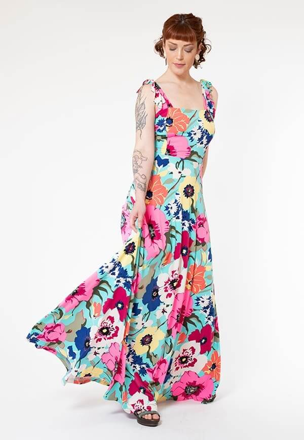 vestido mercedes flores colores con diseño chileno original