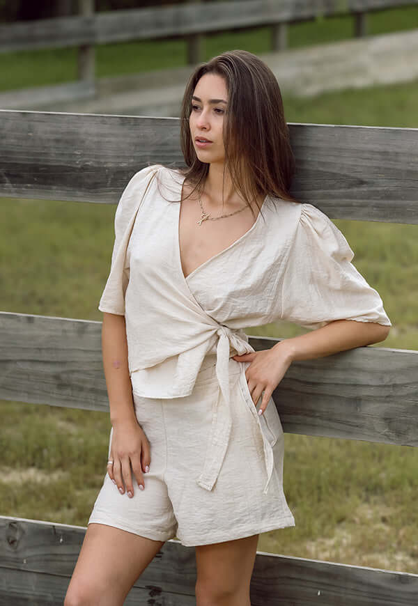 Short Crudo Lino Diseno Chileno Natalia Seguel, lateral – diseño chileno de autor, Natalia Seguel