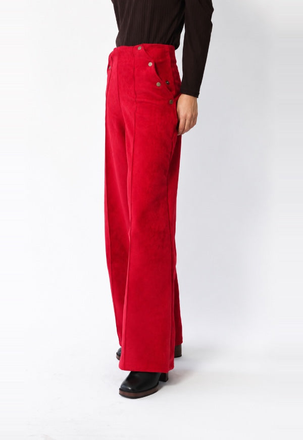 Palazzo Clare Gamuza Bolsillos Rojo - Diseño de Autor | Natalia Seguel