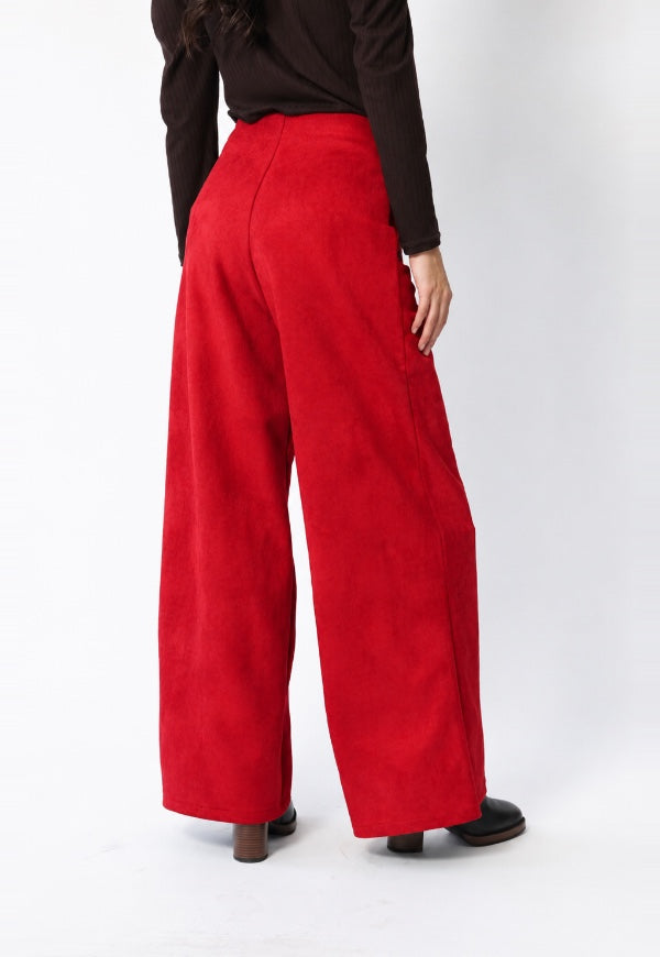 Palazzo Clare Gamuza Bolsillos Rojo - Diseño de Autor | Natalia Seguel