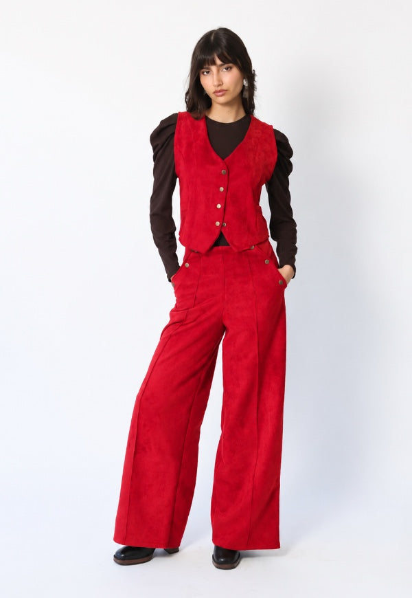 Chaquetila Gillette Gamuza Rojo - Diseño de Autor | Natalia Seguel