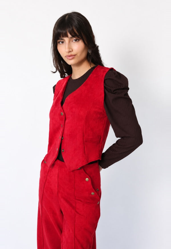 Chaquetila Gillette Gamuza Rojo - Diseño de Autor | Natalia Seguel