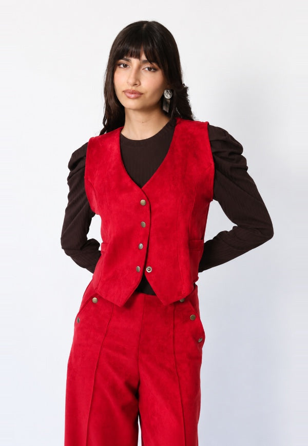 Chaquetila Gillette Gamuza Rojo - Diseño de Autor | Natalia Seguel