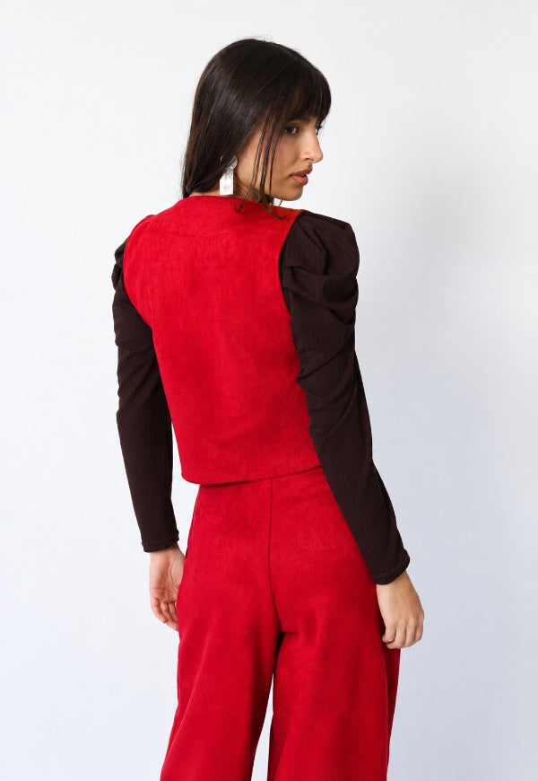 Chaquetila Gillette Gamuza Rojo - Diseño de Autor | Natalia Seguel