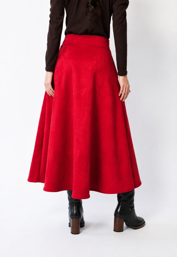 Falda Roma Gamuza Rojo - Diseño de Autor | Natalia Seguel