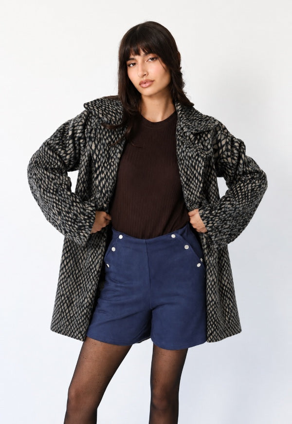 Chaqueta Leticia Larga Print Pitón Gris - Diseño de Autor | Natalia Seguel