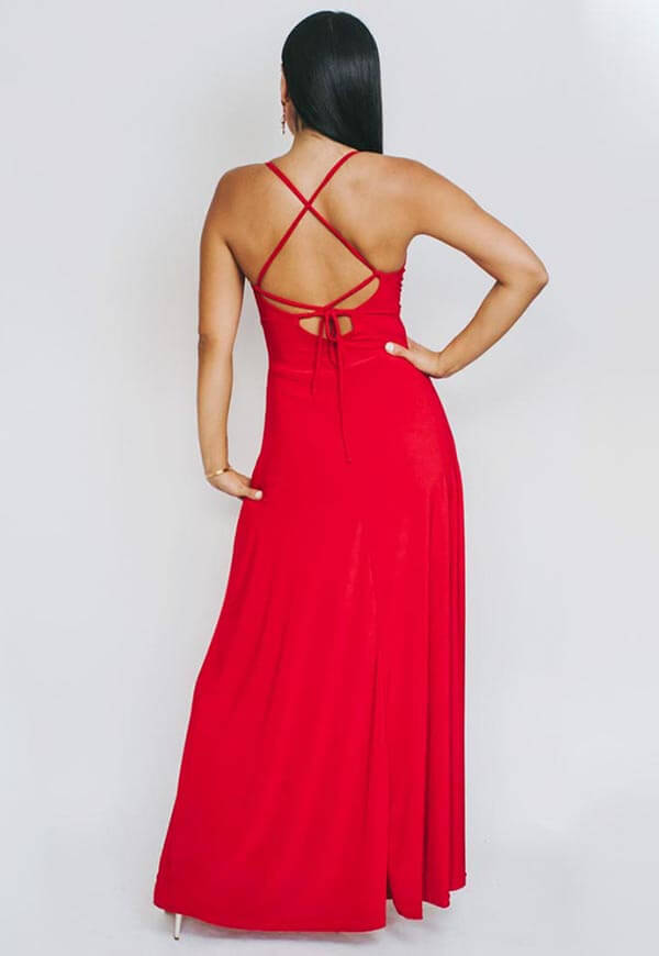 Vestido Zara Rojo Italiano, lateral – diseño chileno de autor, Natalia Seguel