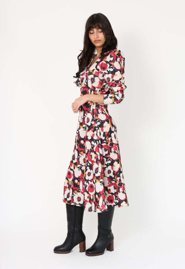Vestido Mara Flores Magenta - Diseño Chileno | Natalia Seguel