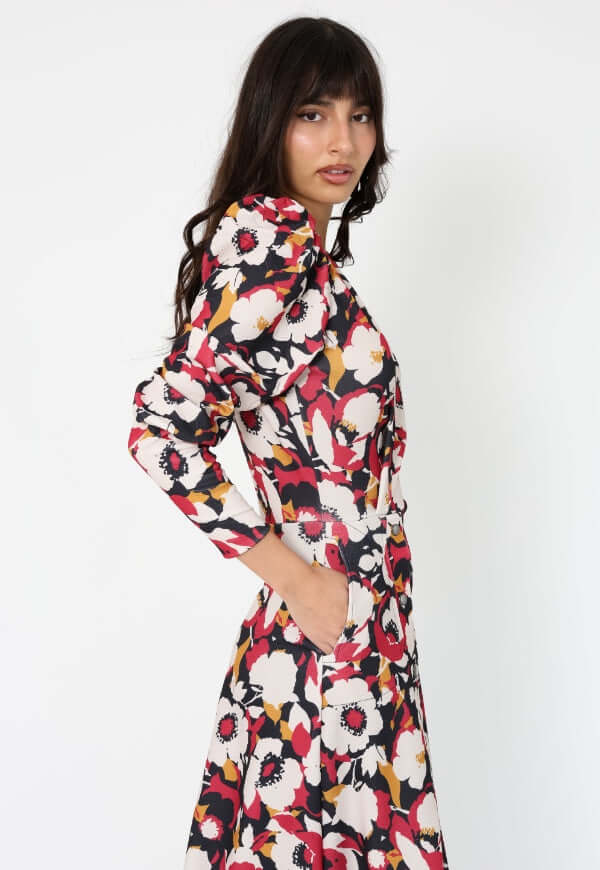 Vestido Mara Flores Magenta - Diseño Chileno | Natalia Seguel