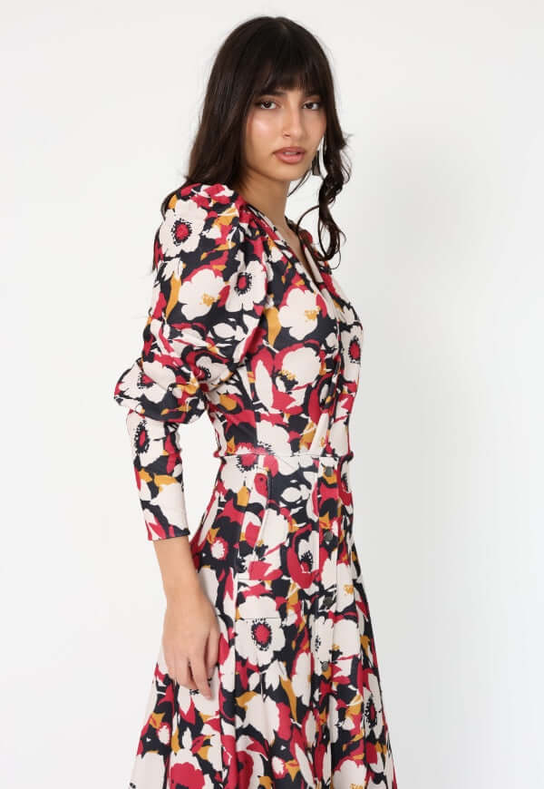 Vestido Mara Flores Magenta - Diseño Chileno | Natalia Seguel