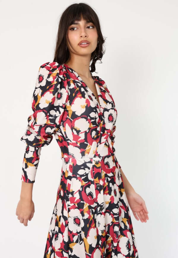 Vestido Mara Flores Magenta - Diseño Chileno | Natalia Seguel