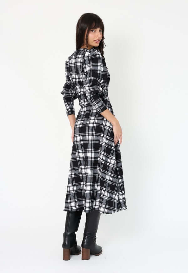 Vestido Mara Negro Cuadrillé - Diseño Chileno | Natalia Seguel