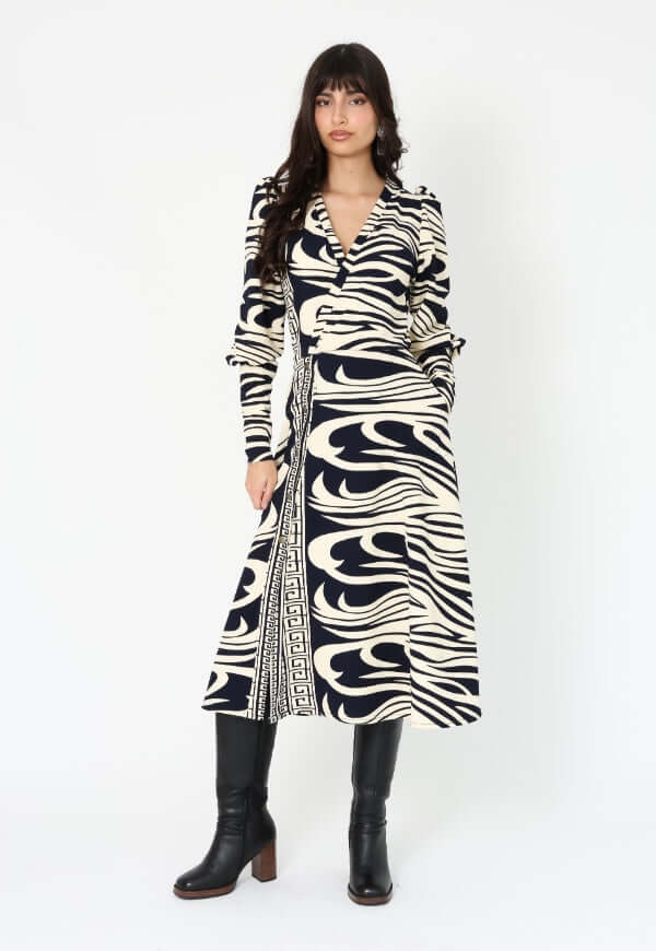 Vestido Mara Zebra Azul - Diseño Chileno | Natalia Seguel