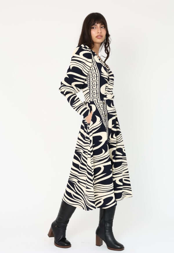 Vestido Mara Zebra Azul - Diseño Chileno | Natalia Seguel