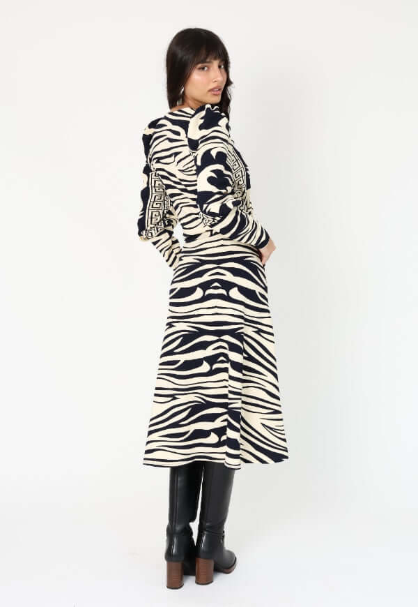 Vestido Mara Zebra Azul - Diseño Chileno | Natalia Seguel