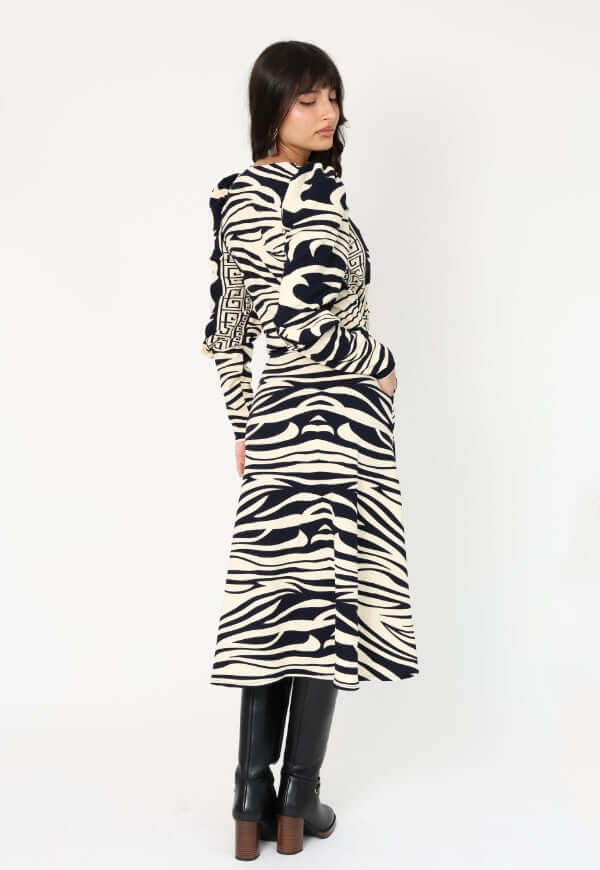 Vestido Mara Zebra Azul - Diseño Chileno | Natalia Seguel
