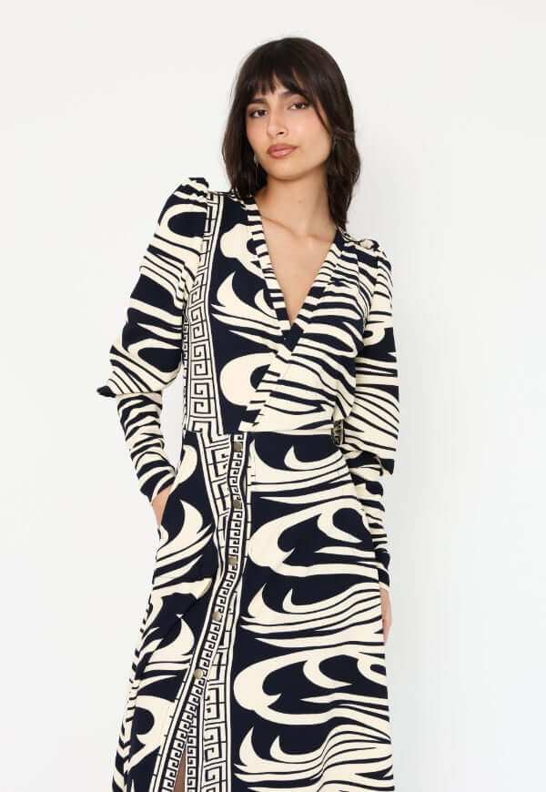 Vestido Mara Zebra Azul - Diseño Chileno | Natalia Seguel