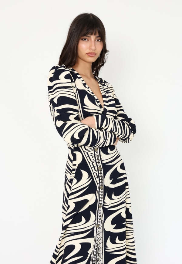 Vestido Mara Zebra Azul - Diseño Chileno | Natalia Seguel