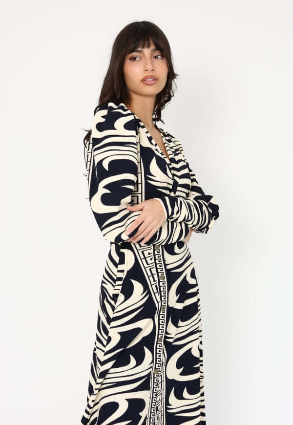 Vestido Mara Zebra Azul - Diseño Chileno | Natalia Seguel