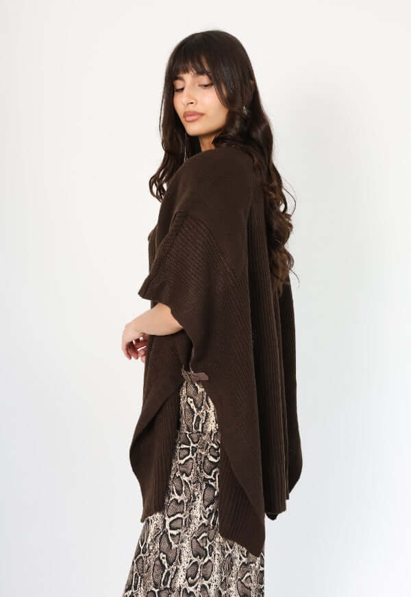 Poncho Anais Café Moro Amarras - Diseño de Autor | Natalia Seguel