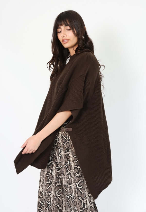 Poncho Anais Café Moro Amarras - Diseño de Autor | Natalia Seguel