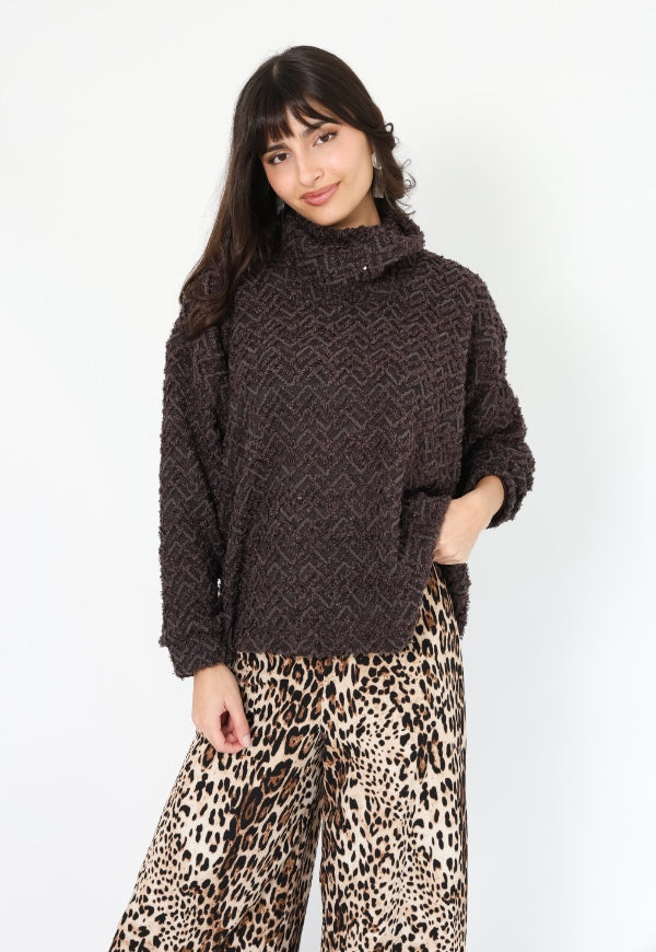Sweater Murcielago Café Moro Jaspeado - Diseño de Autor | Natalia Seguel