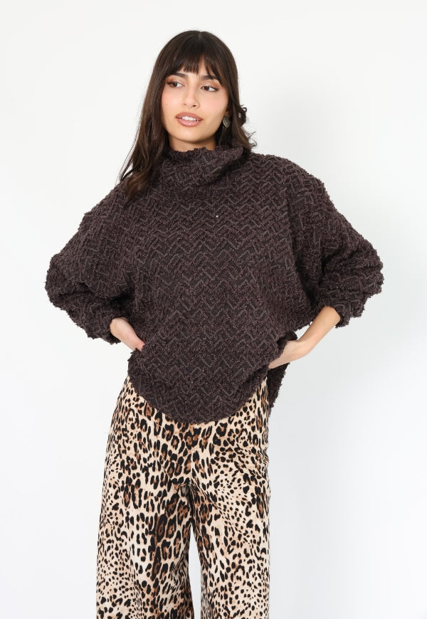 Sweater Murcielago Café Moro Jaspeado - Diseño de Autor | Natalia Seguel