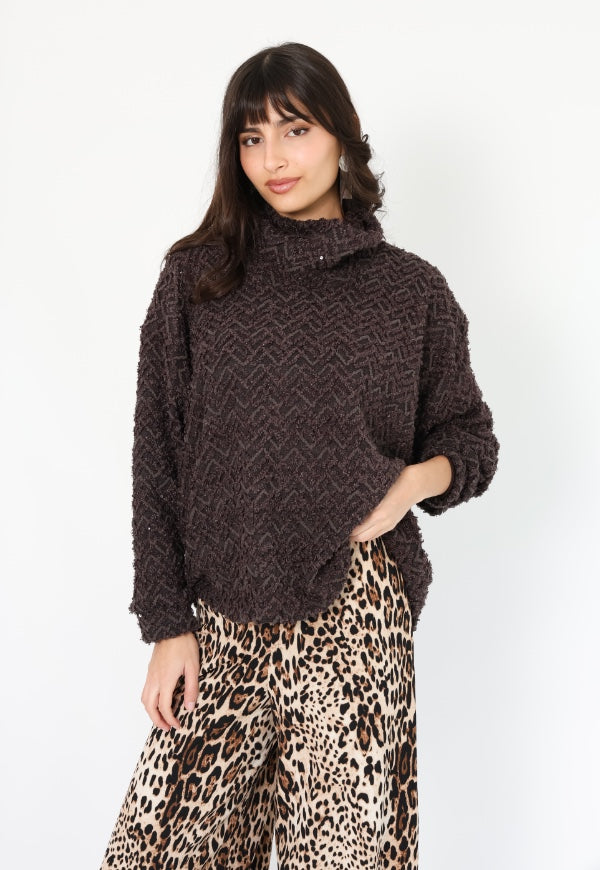 Sweater Murcielago Café Moro Jaspeado - Diseño de Autor | Natalia Seguel