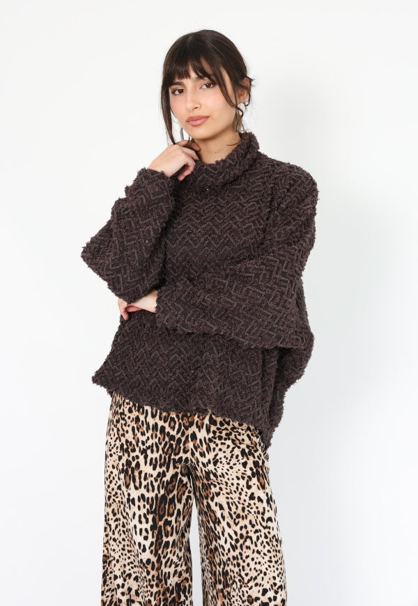 Sweater Murcielago Café Moro Jaspeado - Diseño de Autor | Natalia Seguel