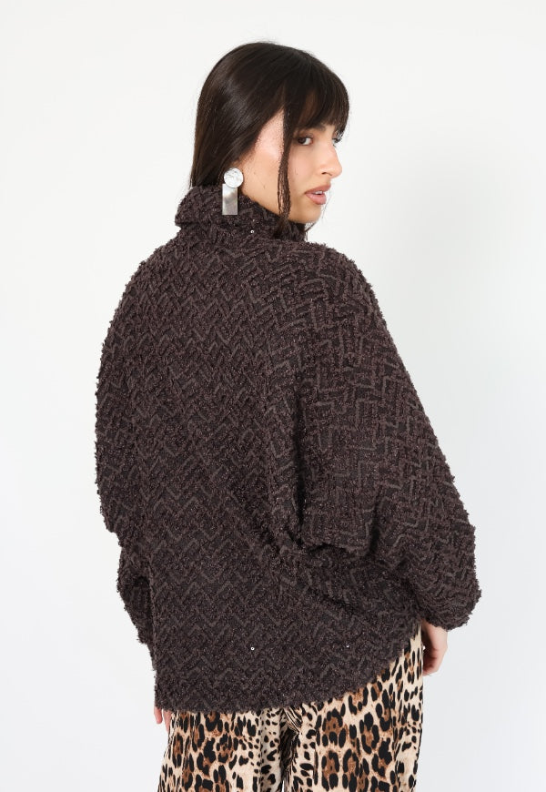 Sweater Murcielago Café Moro Jaspeado - Diseño de Autor | Natalia Seguel