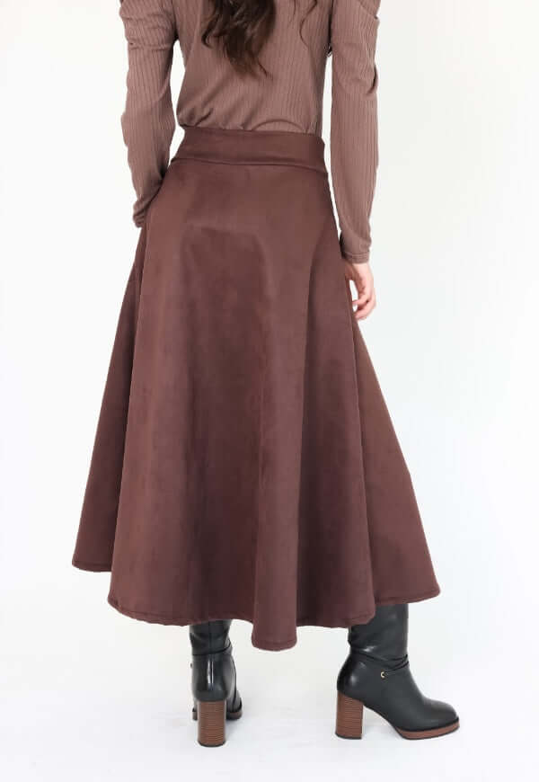 Falda Roma Gamuza Café Moro - Diseño de Autor | Natalia Seguel