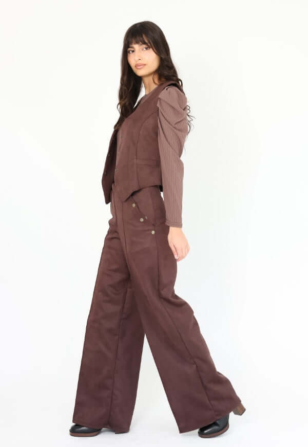Palazzo Clare Gamuza Bolsillos Café Moro - Diseño Chileno | Natalia Seguel