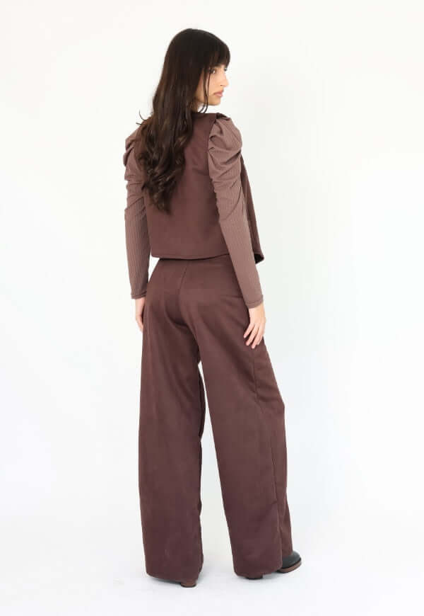 Palazzo Clare Gamuza Bolsillos Café Moro - Diseño Chileno | Natalia Seguel