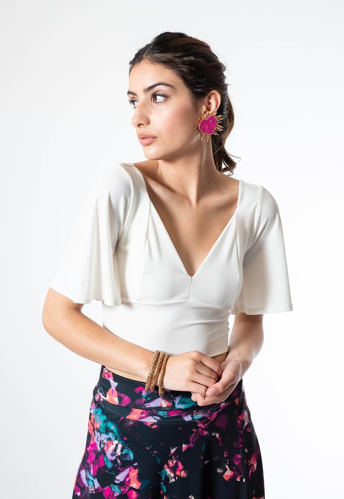 crop top magaly blanco con diseño chileno original – Natalia Seguel
