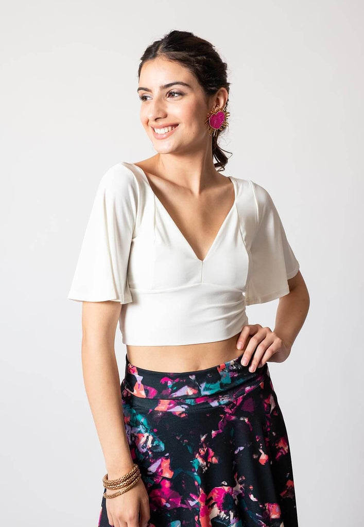 Crop Top Lace Up Blanco Nicopoly