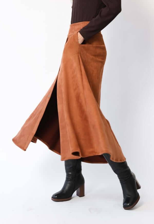 Falda Roma Gamuza Camel