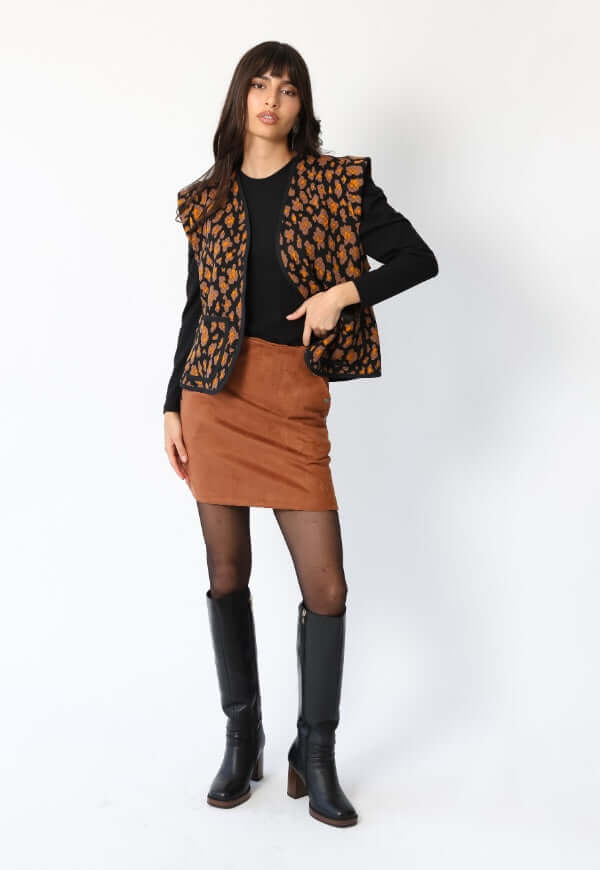 Falda Mini Clare Camel - Diseño de Autor | Natalia Seguel