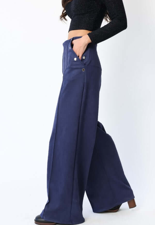 Palazzo Clare Gamuza Bolsillos Azul Francia - Diseño Chileno | Natalia Seguel