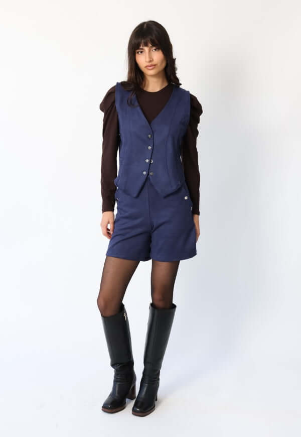 Chaqueta Gillette Gamuza Azul Francia Natalia Seguel, vista alternativa del diseño