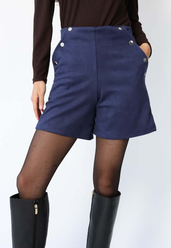 Short Clare Gamuza Azul Francia - Diseño de Autor | Natalia Seguel