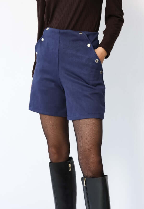 Short Clare Gamuza Azul Francia - Diseño de Autor | Natalia Seguel