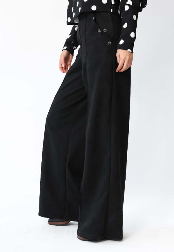 Palazzo Clare Gamuza Bolsillos Negro - Diseño Chileno | Natalia Seguel