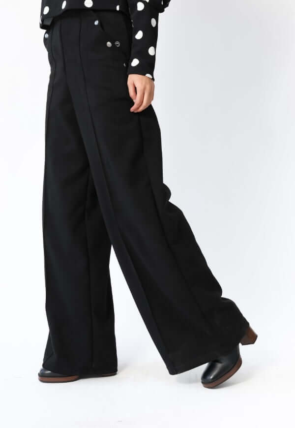 Palazzo Clare Gamuza Bolsillos Negro - Diseño Chileno | Natalia Seguel