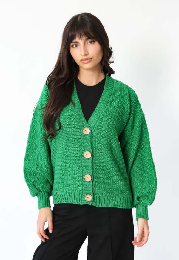 Chaleco Rocío Verde Manzana Botones