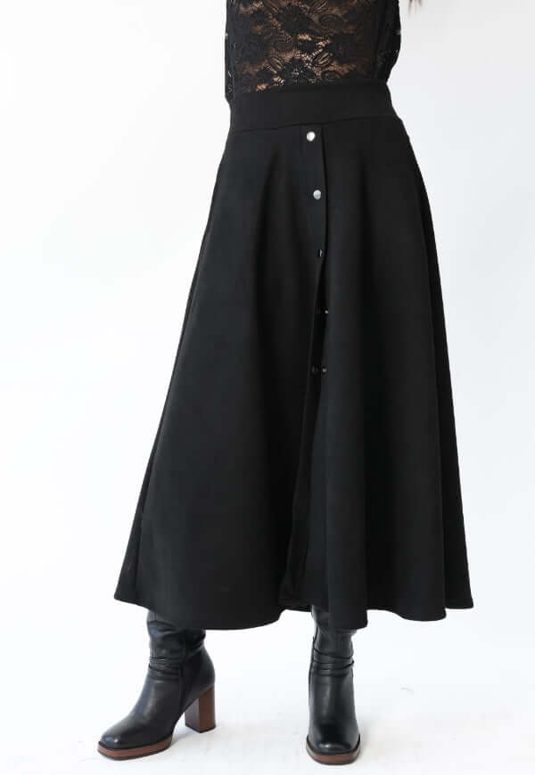 Falda Roma Gamuza Negro - Diseño Chileno | Natalia Seguel