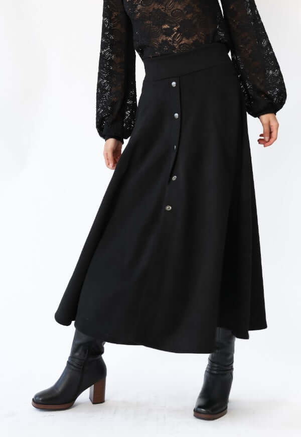Falda Roma Gamuza Negro - Diseño Chileno | Natalia Seguel