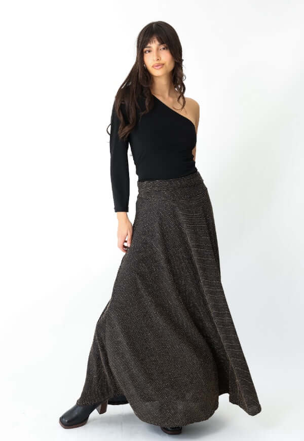 Falda Martina Fiesta Grafito Dorado - Diseño de Autor | Natalia Seguel