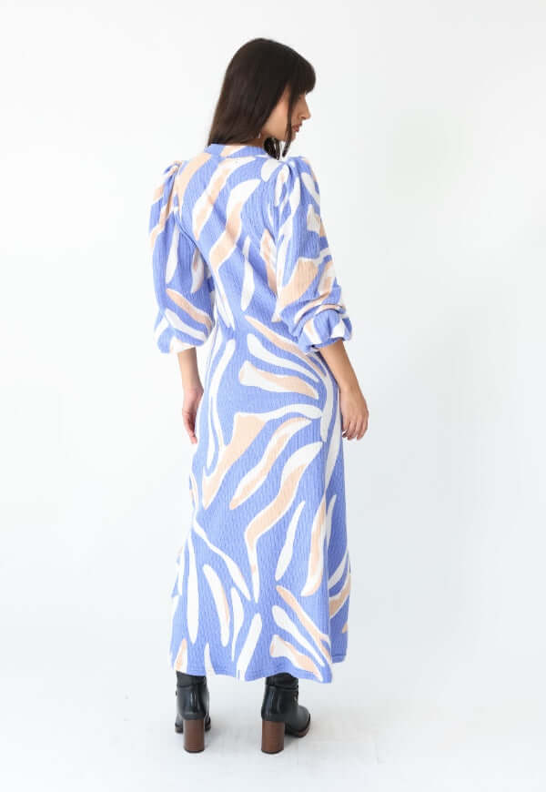 Vestido Andy Celeste Manchas Beige - Diseño de Autor | Natalia Seguel