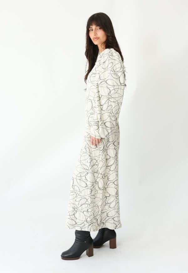 Vestido Andy Blanco Trazos Negros - Diseño de Autor | Natalia Seguel